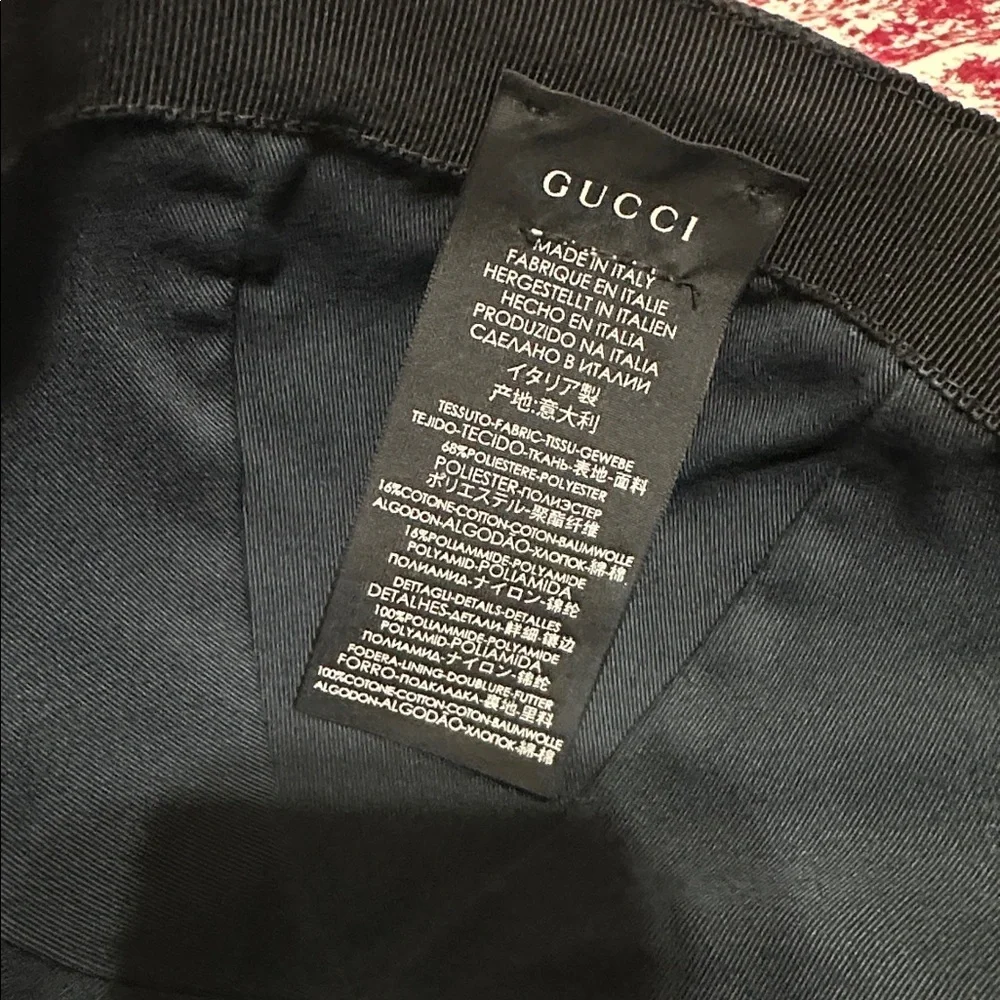 Gucci Black GG Monogram Baseball Cap with Signature Sherry Line